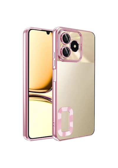 Realme Note 50 Kılıf Kamera Korumalı Logo Gösteren Zore Omega Kapak Rose Gold