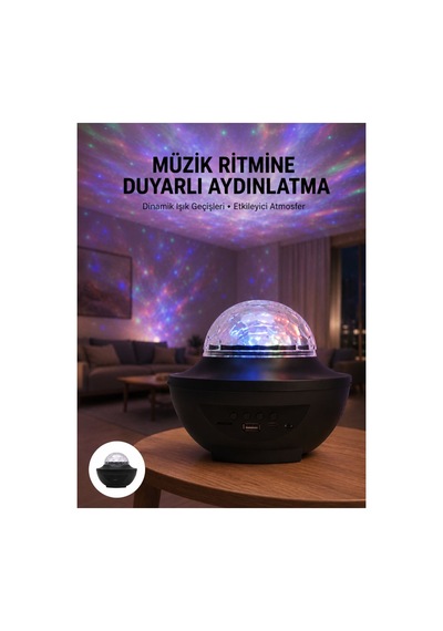Çok Renkli Projektör Lamba Disko Topu Gece Lambası Kablosuz - Hs08377702-6610 Renkli Renkli