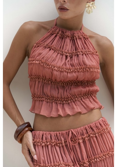 Mai Collection Mai Studios Co. Sofi Transparan Tarçın Crop Etek Takım Tarçın