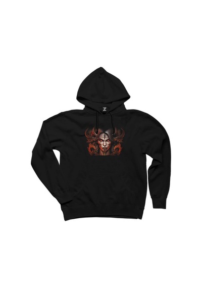 Diablo Iv Lilith Face Siyah Kapşonlu Sweatshirt Hoodie Siyah