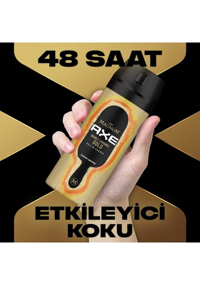 Magnum Erkek Deodorant Sprey Double Caramel Gold Hazzın Kokusu 150 Ml