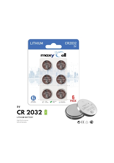 Maxycell 6 Adet Cr2032, Lithium 2032 Dl 2032 3v - Uzun Ömürlü, Yüksek Kalite