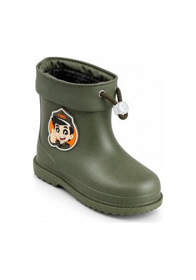 Muggo Kitty İçi Kürklü Lastikli Unisex Çocuk Günlük Yağmur Ve Kar Çizmesi Haki