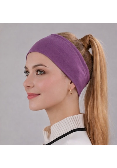 Alivascarf Kaymayan Silikonlu Bandana Bone Siyah - Kadın Tesettür Dikişsiz Kaymaz Geçme - Sportif Saç Bandı Mor