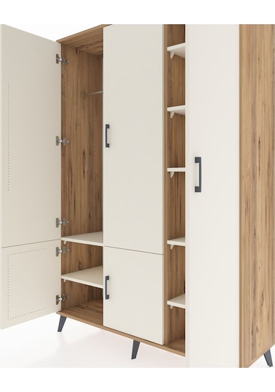 Hyperion Dolap 7 Raflı 5 Kapaklı Tek Askılı 132x44x195 Çam-ay... Çam