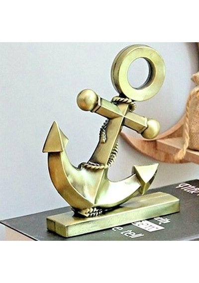 Vintage Metal Çapa Biblo Antik Bronz 16 Cm