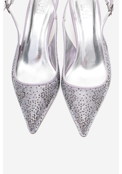 Luvishoes Nella Gümüş Taşlı Kadın Topuklu Ayakkabı Gümüş