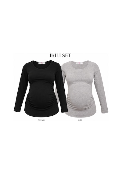 Luvmabelly Myra2301 2304 Hamile Tshirt Seti Siyah