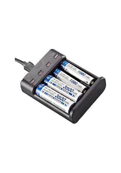 Pil Şarj Cihazı Aa/aaa 4 Yuvalı Led Göstergeli, Siyah, Gt-bc07