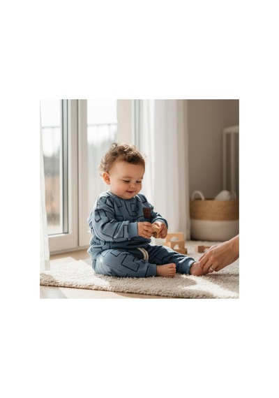Altıntaş Baby Follow The Line Özgün İkili Takım Üç İplik Yeni Sezon Açık Mavi Açık Mavi