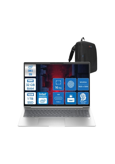 HP EliteBook 660 G11 9C005EA09 Ultra 5 125U 32 GB 1 TB SSD 16" Free Dos Dizüstü Bilgisayar + Çanta