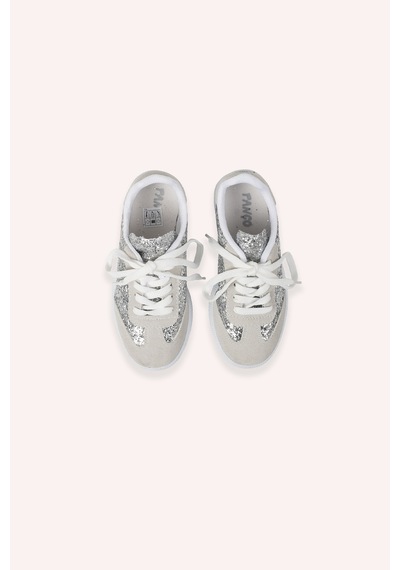 Panço Kız Çocuk Bağcıklı Simli Gümüş Sneaker 2422gk10011 Gri