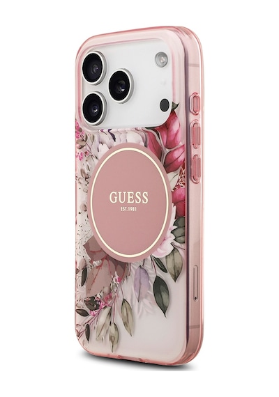 Apple Uyumlu iPhone 17 Pro Kılıf Guess Lisanslı M-safe Özellikli Flower Tonal Circle Kapak Pembe Pembe