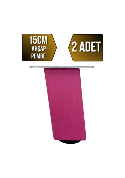 Kale Eğimli Ayarlı Ahşap Ayak Mobilya Masa Ve Dolap Ayağı Pembe 15cm 2 Adet