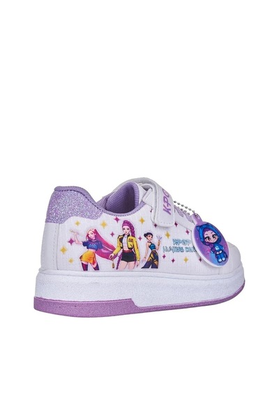 Zacoz Hunter Huntrix Çizim Baskılı Kız Çocuk Spor Ayakkabısı Sneaker Beyaz - Lila