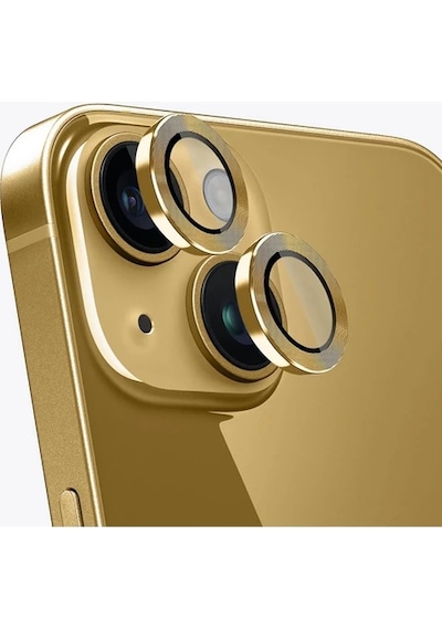 Apple Uyumlu iPhone 14 Ve 14 Plus Gold Kamera Lens Koruyucu Cam Gold