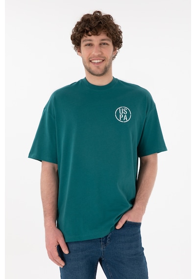 U.S. Polo Assn. Erkek Oversize Fit Bisiklet Yaka Koyu Yeşil Tişört 50305904-VR101