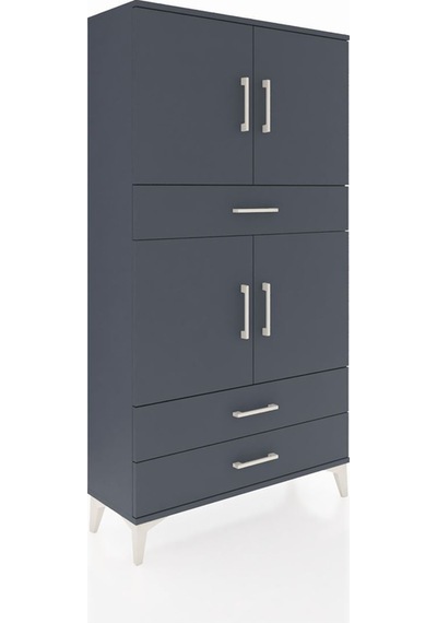 Arges Dolap 4 Raflı 3 Çekmeceli 4 Kapaklı 88x30x163 Antrasit-antrasit Antrasit