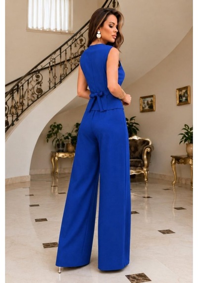 Butik İstanbul Kadın Askılı Önden Düğmeli Bluz Ve Pantolon Keten Ikili Takım Mavi Butik İstanbul Kadın Askılı Önden Düğmeli Bluz Ve Pantolon Keten Ikili Takım Mavi