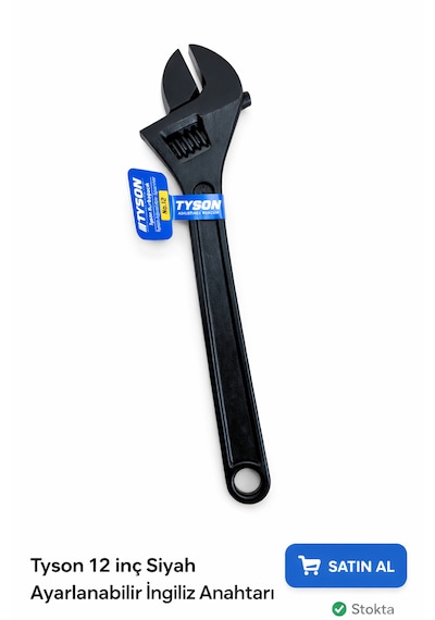 Tyson Profesyonel Kurbağacık Anahtar No.12 12 Inç / 300mm - Ayarlı Ingiliz Anahtarı