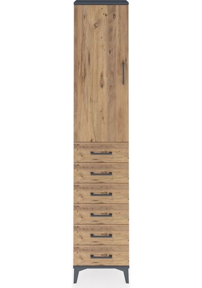 Arges Dolap 2 Raflı 6 Çekmeceli Tek Askılı 44x30x221 Antrasit-çam Antrasit