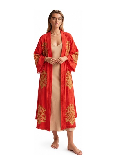 Brandsmiths Red Ethereal Coral Kimono Sarı