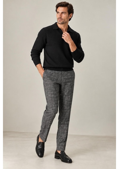 Alexandergardi Dokulu Slim Fit Kumaş Pantolon Koyu Gri