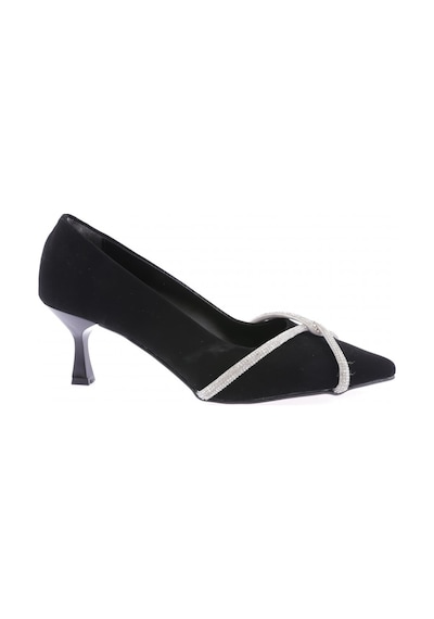 Dgn Fb-46-23y Kadin Silver Taşli Bantli Topuklu Ayakkabi FB-46-1563-R1700 Siyah Velvet
