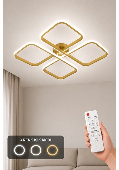 Nuvo Led Plafonyer Avize 3 Renk Kumandalı Eskitme