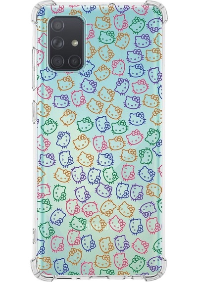 Samsung Galaxy A71 Uyumlu Köşe Korumalı Antişok Kapak Hello Kitty Tasarımlı Şeffaf Kılıf