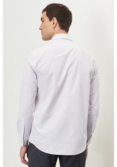 AC&Co / Altınyıldız Classics Erkek Beyaz-Bordo Slim Fit Dar Kesim Düğmeli Yaka Baskılı Gömlek 4A2023100017BYDM Beyaz - Bordo AC&Co / Altınyıldız Classics Erkek Beyaz-Bordo Slim Fit Dar Kesim Düğmeli Yaka Baskılı Gömlek 4A2023100017BYDM Beyaz - Bordo