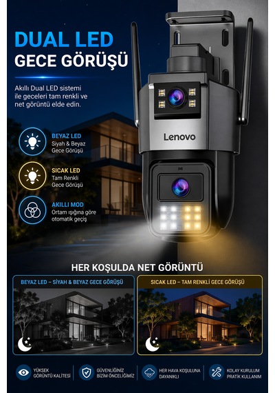 2 Kameralı 10mp Wifili Ultra Renkli Gece Görüşlü Hareket Takipli Güvenlik Kamerası