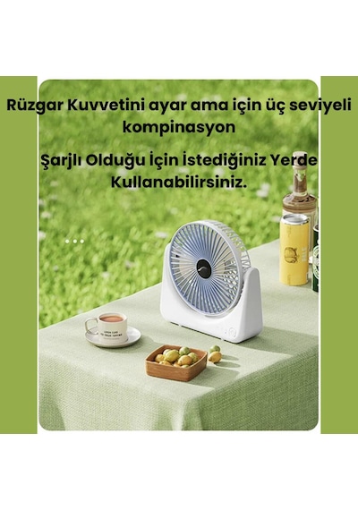 Coofbe Taşınabilir Hız Ayarlı Serenity Sessiz 1200 Mah Şarjlı Masaüstü Vantilatör Ev Ofis Vantilatör