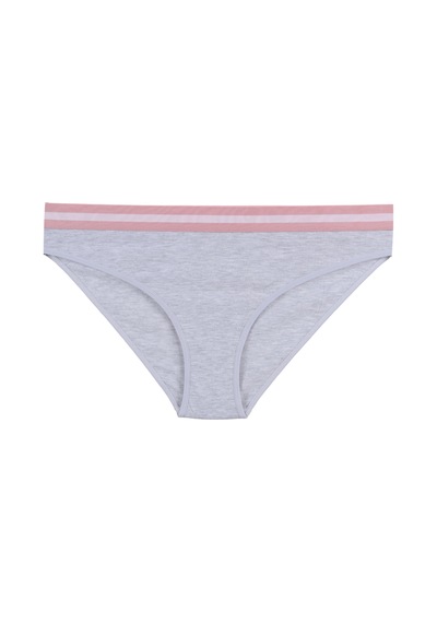 Kadın Pamuklu Beli Lastikli Slip/külot Kk20401 Gri - Pembe