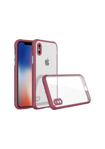 Apple  Uyumlu  iPhone Xs Max Kılıf Miami Şeffaf Silikon Fuşya,