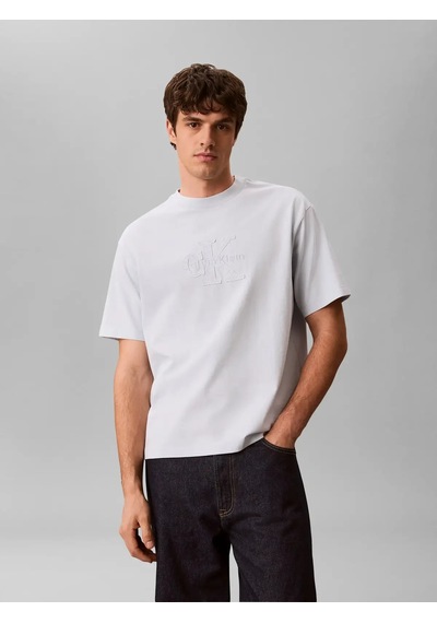 Calvin Klein Ss 16s Lınen Applıqu, Cıq Beyaz Erkek T-shirt