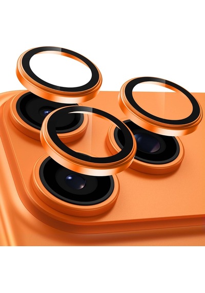 Apple iPhone Uyumlu 17 Pro / 17 Pro İle Uyumlu Kamera Lens Koruyucu Alüminyum Alaşım Çerçeveli Telefon Lensi Temperli Cam Koruma Turuncu Sku: Zeusb0hj474ltb -