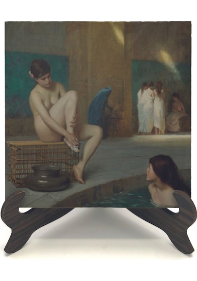 Hamamda Nü Jean-léon Gérôme, 1889 Baskılı Mdf Masaüstlük 10x10