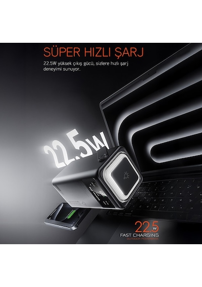 Powerway Pd80 80.000mah 22.5w Pd & Qc 3.0 Hızlı Şarj Destekli Dijital Göstergeli Powerbank