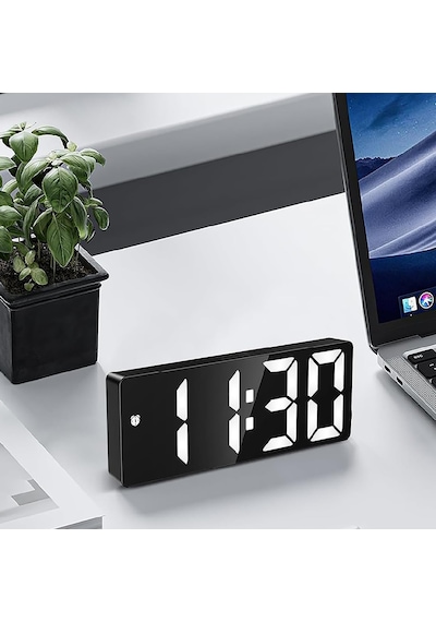 Led Ekran Usb Güç Dijital Aynalı Masa Saati Sıcaklık Alarm Takvim Siyah