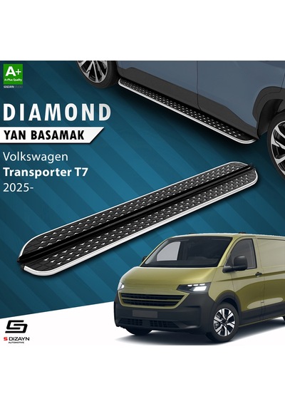 S-dizayn Vw Transporter T7 Kısa Şase Diamond Krom Yan Basamak 223 Cm 2024 Üzeri A+ Kalite