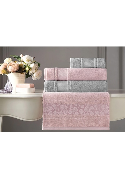 Özdilek Blossom Best Set Hamam Set Pembe - Gri Pembe - Gri