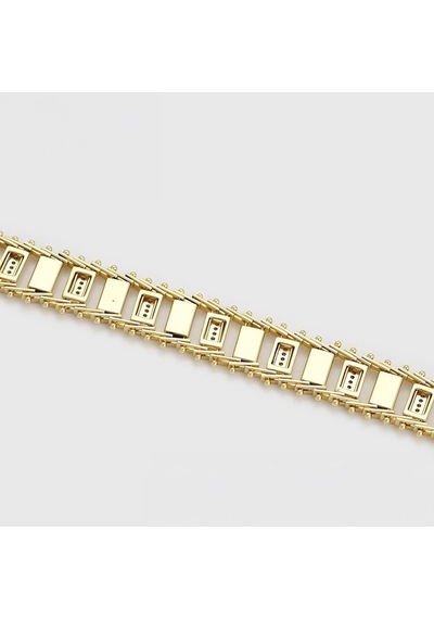 Zirkon Taşlı Şerit Detaylı 14 Ayar Altın Kaplama Gösterişli Kadın Bileklik Gold