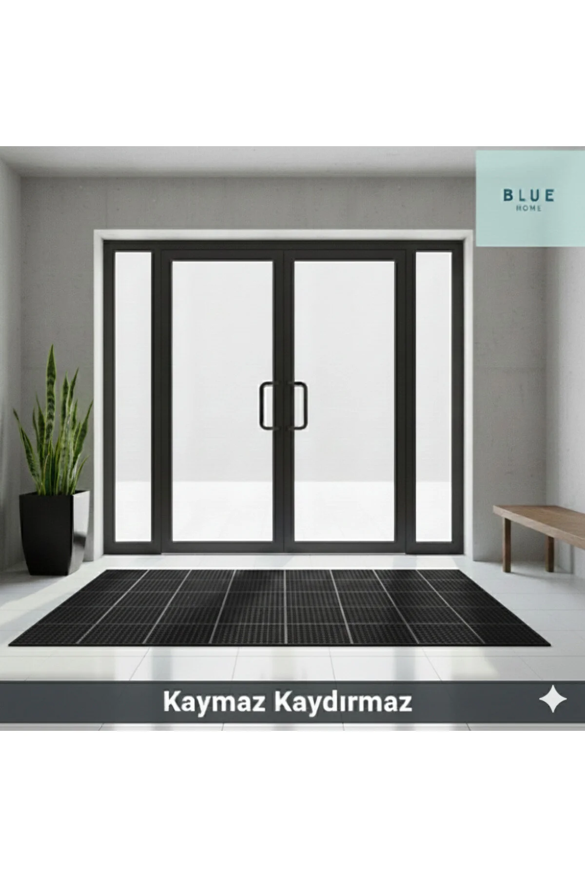 Banyo Duş Petek Mat Paspas, Kaymaz Islak Zemin Paspası -siyah- Eni: 90 Cm X 1 Mt