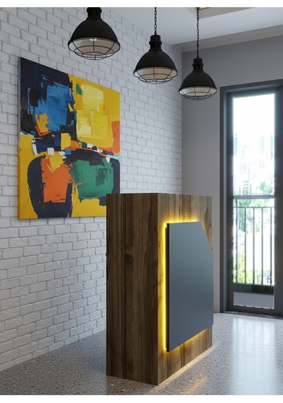 Resital Ledli Karşılama Bankosu G-90 Cm Ofis Kasa Resepsiyon Masası Banko-002-2-4