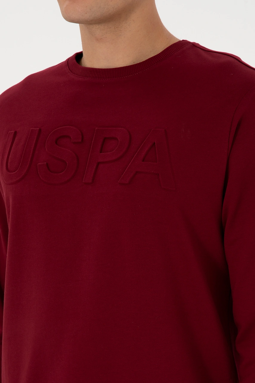 U.S. Polo Assn. Erkek Regular Fit Bisiklet Yaka Bordo Basic Sweatshirt 50307793-VR014
