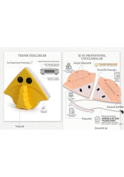 Ayrex Transformacion Mıknatıslı Çift Taraflı Cam Silici Güvenli Pratik Cam Temizleme Aparatı 8 Mm Tek Camlara 717 Diğer