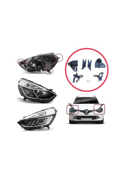 Renault Clio Mk4 2012-2020 İçin Sağ Sol Ön Far Ayak Tamir Seti