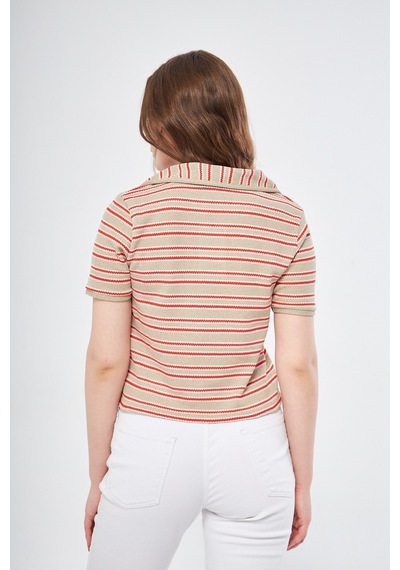 Kutaf Polo Yaka Çizgili T-shirt 001