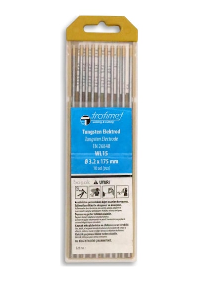 3,2 Mm Wl-15 Sarı Tungsten Elektrot 175 Mm Trafimet Adet Fiyatı